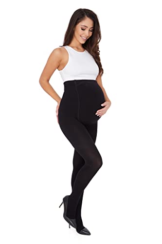 OVISSA Dicke Umstandsstrumpfhose, 600 DEN, blickdicht, Winter, Schwangerschaftsstrumpfhose mit verstellbarer Taille, hohe Taille, ultradicke Baumwollstrumpfhose für Damen, Größen XS-XL, Schwarz , XL von OVISSA