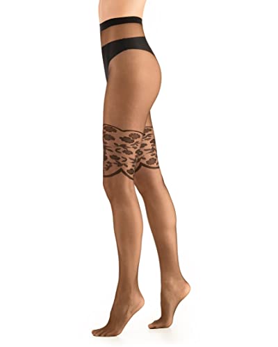 OVISSA Strumpfhose Damen Gemustert 20 Denier Italienische Strumpfhosen Reißfest Weich Dehnbar Atmungsaktiv Elastisch Solid Blumen Schwarz von OVISSA