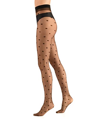 OVISSA Strumpfhose Damen Gemustert 20 Denier Italienische Strumpfhosen Reißfest Weich Dehnbar Atmungsaktiv Elastisch Solid Punkte Schwarz von OVISSA
