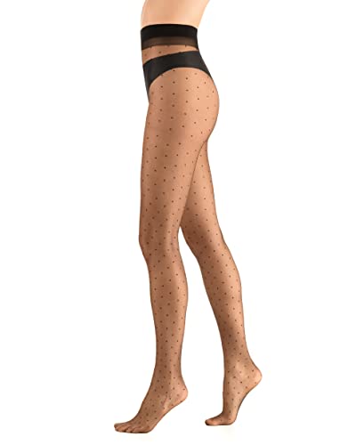OVISSA Strumpfhose Damen Gemustert 20 Denier Italienische Strumpfhosen Reißfest Weich Dehnbar Atmungsaktiv Elastisch Solid Punkte Schwarz von OVISSA