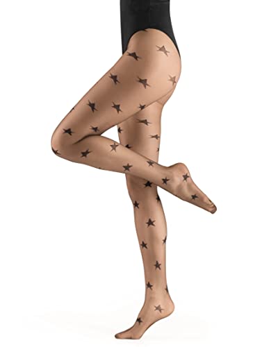 OVISSA Strumpfhose Damen Gemustert 20 Denier Italienische Strumpfhosen Reißfest Weich Dehnbar Atmungsaktiv Elastisch Solid Sterne Schwarz von OVISSA