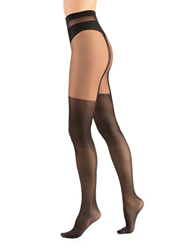 OVISSA Strumpfhose Damen Gemustert 20 Denier Italienische Strumpfhosen Reißfest Weich Dehnbar Atmungsaktiv Elastisch Solid Strümpfe Schwarz von OVISSA