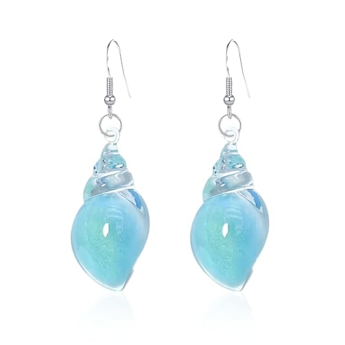 Dreamy Glow Seashell Earrings, Colorful Thin Flash Luminous Conch Earrings, Bohemian Hawaii Seashell Earring for Women Beach Travel Party Gift Birthday Anniversary Jewelry Gift (Blue) von OVNMFH