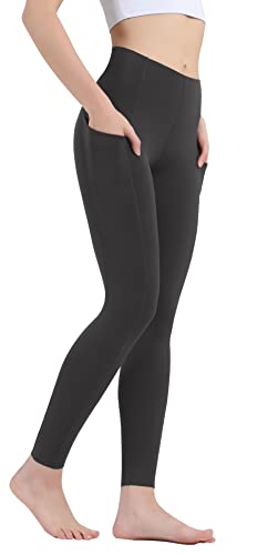 OVRUNS Damen Sporthose mit Taschen, Blickdicht Sport Leggins High Waist Lang Fitnesshose Yogahose - Graphitgrau - XL von OVRUNS