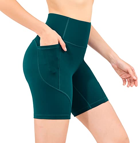 OVRUNS Damen Kurz High Waist Sporthose Kurze Hose Leggings Yoga Laufhose Shorts mit Eingrifftasche - Submarine S von OVRUNS