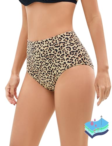 OVRUNS Periode Bademode für Damen Menstruations Badeanzug zum Schwimmen Periode Bikinihose für Teenager Mädchen, Leopard, M von OVRUNS
