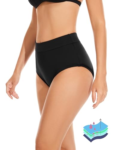 OVRUNS Periode Bademode für Damen Menstruations Badeanzug zum Schwimmen Periode Bikinihose für Teenager Mädchen, Schwarz, L von OVRUNS