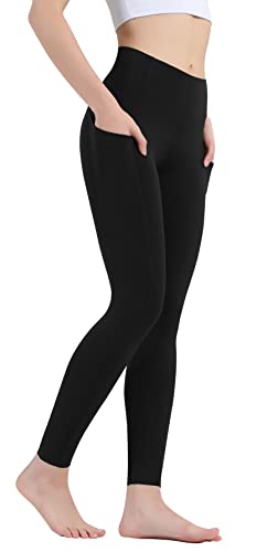 OVRUNS Damen Sporthose mit Taschen, Blickdicht Sport Leggins High Waist Lang Fitnesshose Yogahose - Schwarzer - S von OVRUNS