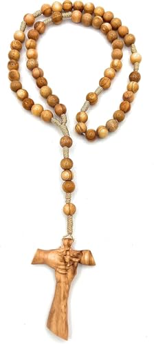 OVUNQUE PROTEGGIMI Rosenkranz Kreuz der Freundschaft aus Olivenholz, handgefertigt, religiöses katholisches Geschenk für Damen und Herren, Rosenkranzhalter, s, Holz, Holz von OVUNQUE PROTEGGIMI