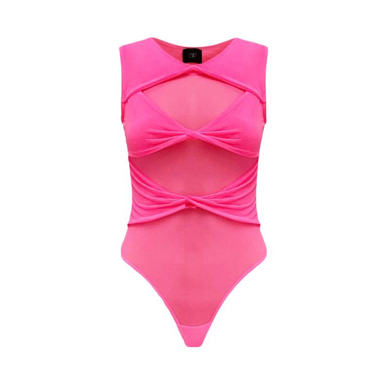 OW Collection | CLARA Sheer Bodysuit | Women's Pink Bodysuits von OW Collection