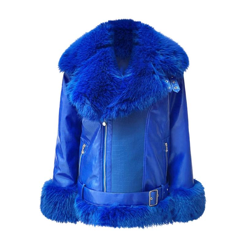 OW Collection | CROC Jacket | Women's Medium Blue Biker jackets von OW Collection