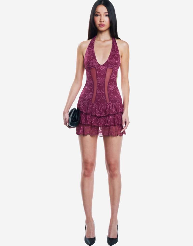 OW Collection - Eleanor - Minikleid in Kirschrot-Lila von OW Collection