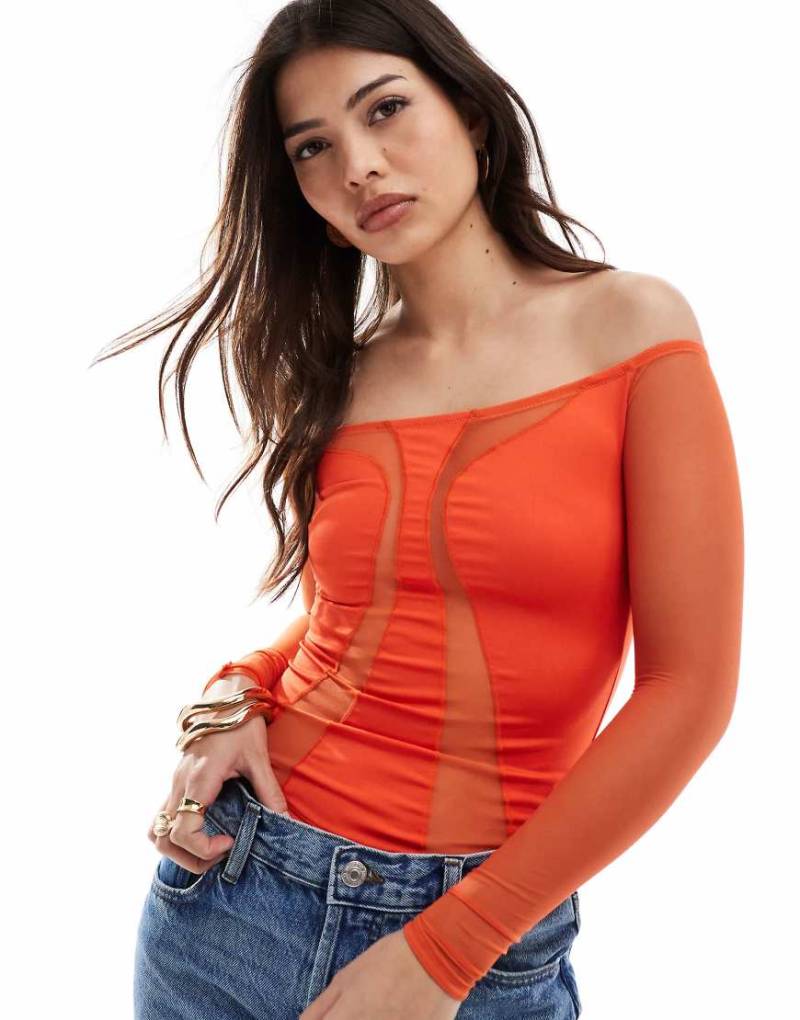 OW Collection - Swirl - Langärmliges Bluse in Rot von OW Collection