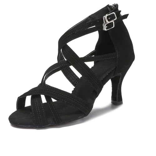 OWEIEYEU Damen Latein Tanzschuhe High Heel Schwarz Sneaker Tango Salsa Ballsaal Professionelle Tanzsandalen, Schwarzer Absatz: 5 cm, 37 EU OWEIEYEU Damen Latein Tanzschuhe High Heel Schwarz Sneaker Tango Salsa Ballsaal Professionelle Tanzsandalen, Schwarzer Absatz: 5 cm, 37 EU von OWEIEYEU