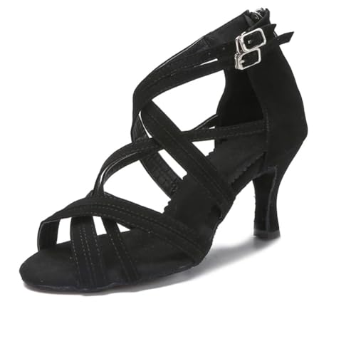 OWEIEYEU Damen Latein Tanzschuhe High Heel Schwarz Sneaker Tango Salsa Ballsaal Professionelle Tanzsandalen, Schwarzer Absatz: 7 cm, 36 EU OWEIEYEU Damen Latein Tanzschuhe High Heel Schwarz Sneaker Tango Salsa Ballsaal Professionelle Tanzsandalen, Schwarzer Absatz: 7 cm, 36 EU von OWEIEYEU