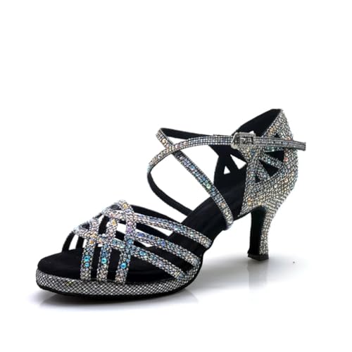 OWEIEYEU Damen Plateau Latein Tanzschuhe Ballsaal Tanzen Tango Salsa High Heels Hochzeit Party Sandalen, Absatz: Schwarz, Größe 8, 5 cm, 40 EU OWEIEYEU Damen Plateau Latein Tanzschuhe Ballsaal Tanzen Tango Salsa High Heels Hochzeit Party Sandalen, Absatz: Schwarz, Größe 8, 5 cm, 40 EU von OWEIEYEU