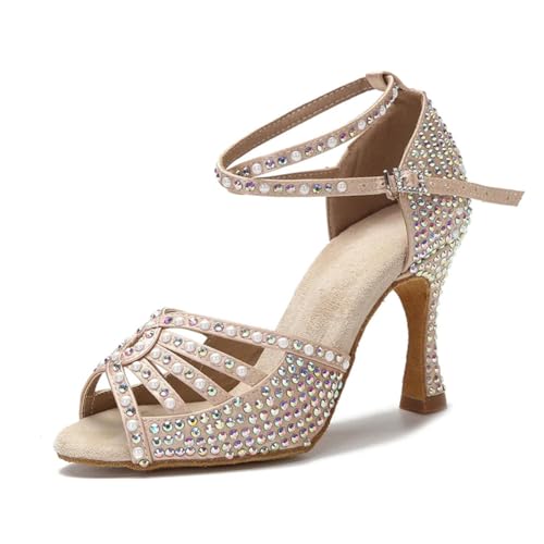 OWEIEYEU Damen Salsa Rumba Samba Latein-Tanzschuhe Strass Ballsaal Tanzschuhe High Heel Sandalen, Absatz: 10 cm, 36.5 EU OWEIEYEU Damen Salsa Rumba Samba Latein-Tanzschuhe Strass Ballsaal Tanzschuhe High Heel Sandalen, Absatz: 10 cm, 36.5 EU von OWEIEYEU