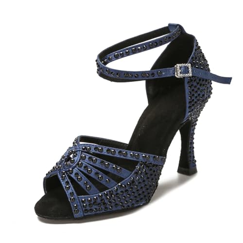 OWEIEYEU Damen Salsa Rumba Samba Latein-Tanzschuhe Strass Ballsaal Tanzschuhe High Heel Sandalen, Blauer Absatz: 5 cm, 38.5 EU OWEIEYEU Damen Salsa Rumba Samba Latein-Tanzschuhe Strass Ballsaal Tanzschuhe High Heel Sandalen, Blauer Absatz: 5 cm, 38.5 EU von OWEIEYEU