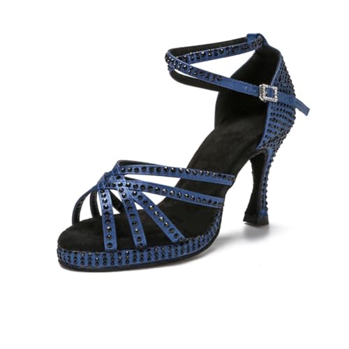 OWEIEYEU Damen-Sandalen mit dicker weicher Unterseite, hohe Absätze, Tango, Salsa, Rumba, Latein-Tanzschuhe, Strass-Sandalen, Blauer Absatz: 5 cm, 38 EU OWEIEYEU Damen-Sandalen mit dicker weicher Unterseite, hohe Absätze, Tango, Salsa, Rumba, Latein-Tanzschuhe, Strass-Sandalen, Blauer Absatz: 5 cm, 38 EU von OWEIEYEU