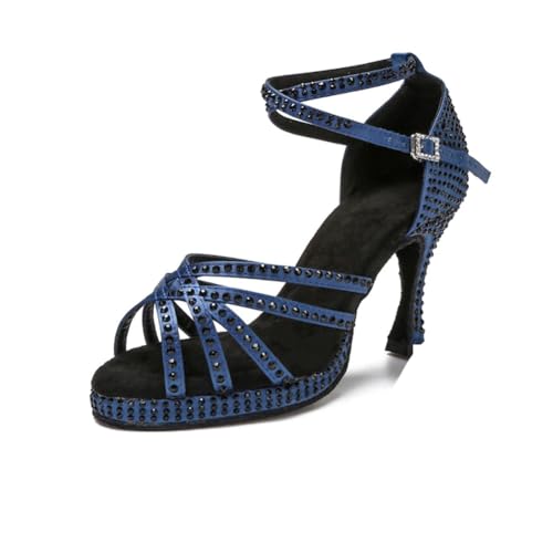 OWEIEYEU Damen-Sandalen mit dicker weicher Unterseite, hohe Absätze, Tango, Salsa, Rumba, Latein-Tanzschuhe, Strass-Sandalen, Blauer Absatz: 9 cm, 40 EU OWEIEYEU Damen-Sandalen mit dicker weicher Unterseite, hohe Absätze, Tango, Salsa, Rumba, Latein-Tanzschuhe, Strass-Sandalen, Blauer Absatz: 9 cm, 40 EU von OWEIEYEU