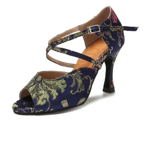 OWEIEYEU Damen-Tanzschuhe mit Blumenstruktur, Tango, Salsa, Rumba, Ballsaal, Trainingsschuhe, Satin, High Heels, Blauer Absatz: 10 cm, 39 EU OWEIEYEU Damen-Tanzschuhe mit Blumenstruktur, Tango, Salsa, Rumba, Ballsaal, Trainingsschuhe, Satin, High Heels, Blauer Absatz: 10 cm, 39 EU von OWEIEYEU