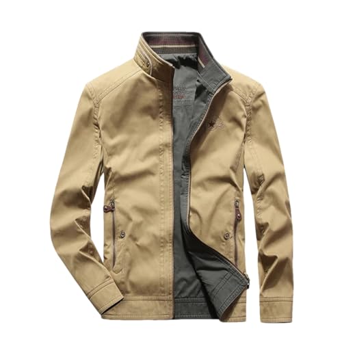 OWEIEYEU Herren Casual Wendejacke Verdickte Kleidung Große Größe Business Jacke Windbreaker, Armee EN8, 5XL von OWEIEYEU
