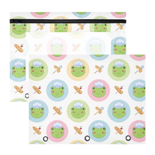 Federmäppchen für 3-Ringbinder, Federmäppchen, transparentes Fenster, große Kapazität, für Büro, Schule, 2 Stück, Froschbrotmuster Federmäppchen für 3-Ringbinder, Federmäppchen, transparentes Fenster, große Kapazität, für Büro, Schule, 2 Stück, Froschbrotmuster von OWFKAY