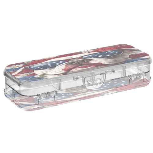 Federmäppchen mit Rosenflagge, Hund, Kunststoff, transparent, Stiftebox, Organizer, Buntstifte, Aufbewahrungsbox, doppellagiger Stifthalter für die Schule von OWFKAY