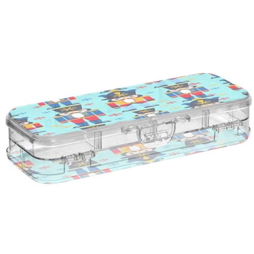 Federmäppchen mit Weihnachtsschneeflocken, Kunststoff, transparent, Stiftebox, Organizer, Buntstifte, Aufbewahrungsbox, doppellagiger Stifthalter für die Schule von OWFKAY