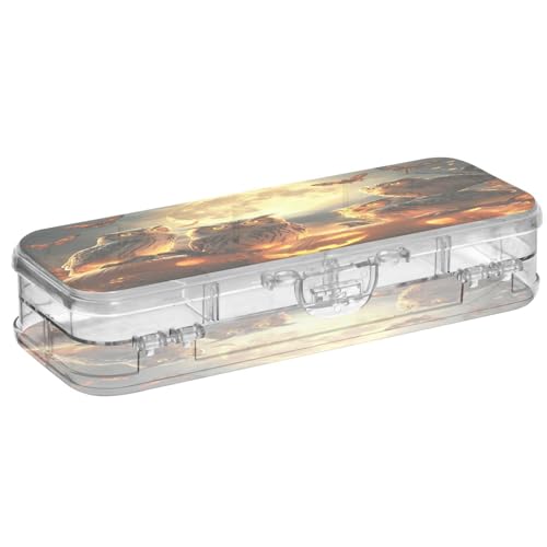 Federmäppchen mit Zubehör, Eule, Kürbis, Kunststoff, transparent, Stiftebox, Organizer, Buntstifte, Aufbewahrungsbox, doppellagiger Stifthalter für die Schule von OWFKAY