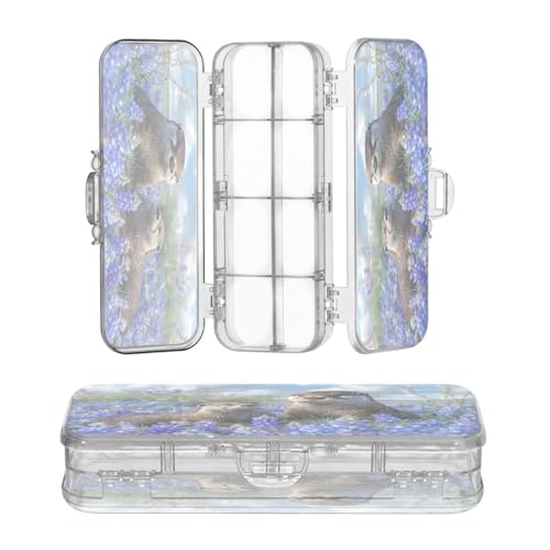 Federmäppchen mit Zubehör, zwei Otter, Kunststoff, transparent, Stiftebox, Organizer, Buntstifte, Aufbewahrungsbox, doppellagiger Stifthalter für die Schule Federmäppchen mit Zubehör, zwei Otter, Kunststoff, transparent, Stiftebox, Organizer, Buntstifte, Aufbewahrungsbox, doppellagiger Stifthalter für die Schule von OWFKAY