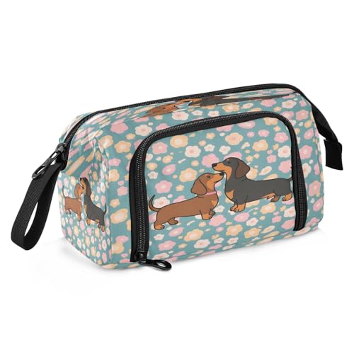Federmäppchen mit großem Fassungsvermögen, Federmäppchen, Kosmetik, Geschenk für Büro, Schule, Teenager, Mädchen, Jungen, Dackel, rosa Rosenmuster, Dackel-Rosenmuster, Einheitsgröße, Cartoon Federmäppchen mit großem Fassungsvermögen, Federmäppchen, Kosmetik, Geschenk für Büro, Schule, Teenager, Mädchen, Jungen, Dackel, rosa Rosenmuster, Dackel-Rosenmuster, Einheitsgröße, Cartoon von OWFKAY