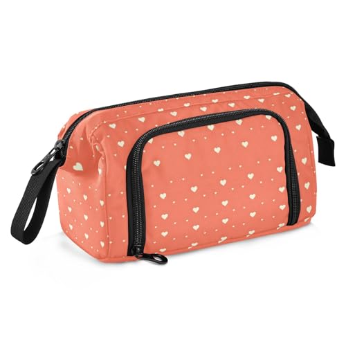 Federmäppchen mit großem Fassungsvermögen, Segeltuch, Make-up-Stifttasche für Büro, Uni, Schule, Kinder, Teenager, Studenten, Liebe, weiß, rot, Spritztintenmuster, Love White Red Splash Ink Pattern, von OWFKAY