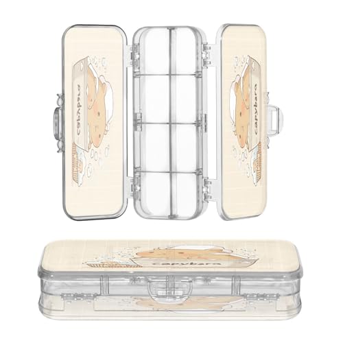 OWFKAY Capybara Kleines Federmäppchen mit Zubehör, niedlich, Kunststoff, transparent, Stiftebox, Organizer, Buntstifte, Aufbewahrungsbox, doppellagiger Stifthalter für die Schule OWFKAY Capybara Kleines Federmäppchen mit Zubehör, niedlich, Kunststoff, transparent, Stiftebox, Organizer, Buntstifte, Aufbewahrungsbox, doppellagiger Stifthalter für die Schule von OWFKAY