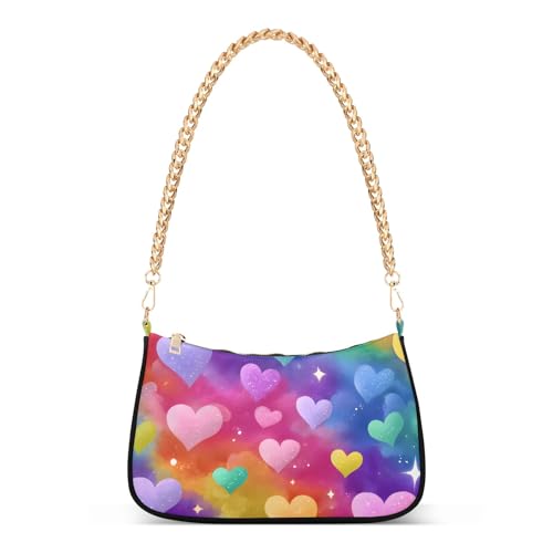 OWFKAY Clutch, Umhängetasche, Handtasche für Damen, Hobo-Tasche, Geldbörse, buntes Herz, Liebe, mit Reißverschluss OWFKAY Clutch, Umhängetasche, Handtasche für Damen, Hobo-Tasche, Geldbörse, buntes Herz, Liebe, mit Reißverschluss von OWFKAY