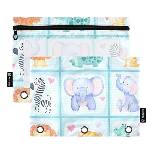 OWFKAY Federmäppchen für 3-Ring-Ordner, Großpackung mit 3 Löchern, Reißverschlussbeutel mit transparentem Fenster, Tier-Dinosaurier, Tier-Dinosaurier, one sizex2, Kulturbeutel von OWFKAY