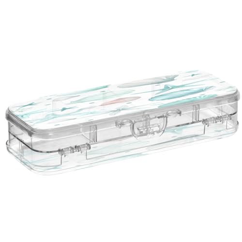 OWFKAY Federmäppchen mit Blumenmuscheln, Kunststoff, transparent, Stiftebox, Organizer, Buntstifte, Aufbewahrungsbox, doppellagiger Stifthalter für die Schule von OWFKAY