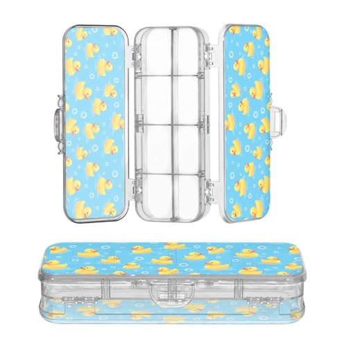 OWFKAY Federmäppchen mit Entenblasen-Motiv, Kunststoff, transparent, Stiftebox, Organizer, Buntstifte, Aufbewahrungsbox, doppellagiger Stifthalter für die Schule OWFKAY Federmäppchen mit Entenblasen-Motiv, Kunststoff, transparent, Stiftebox, Organizer, Buntstifte, Aufbewahrungsbox, doppellagiger Stifthalter für die Schule von OWFKAY