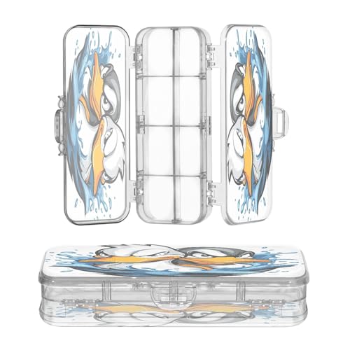 OWFKAY Federmäppchen mit Entenmotiv, Kunststoff, transparent, Stiftebox, Organizer, Buntstifte, Aufbewahrungsbox, doppellagiger Stifthalter für die Schule von OWFKAY