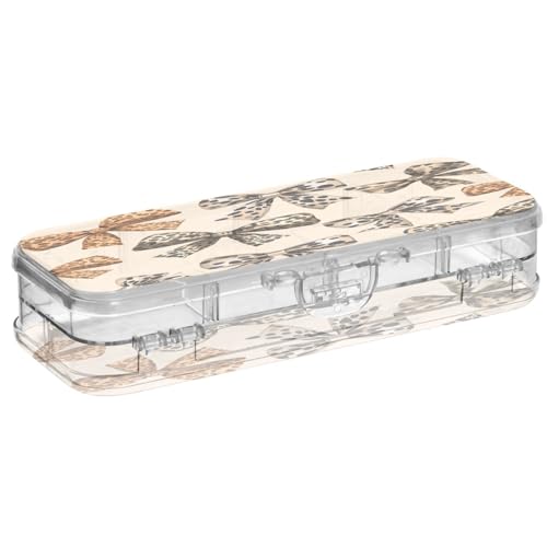OWFKAY Federmäppchen mit Leoparden-Schleifen, Kunststoff, transparent, Stiftebox, Organizer, Buntstifte, Aufbewahrungsbox, doppellagiger Stifthalter für die Schule von OWFKAY