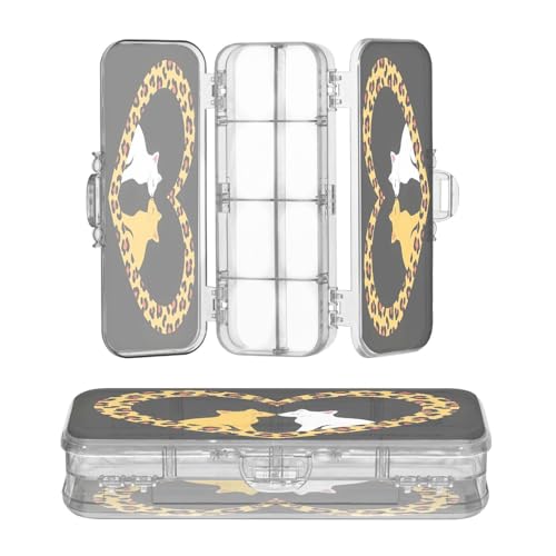 OWFKAY Federmäppchen mit Leopardenherz, Katze, Kunststoff, transparent, Stiftebox, Organizer, Buntstifte, Aufbewahrungsbox, doppellagiger Stifthalter für die Schule von OWFKAY