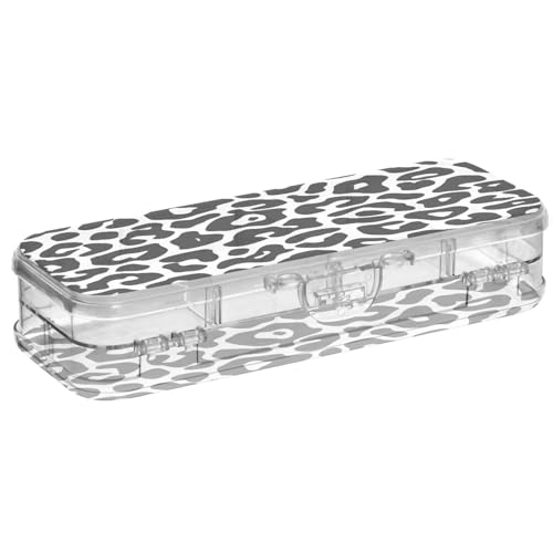 OWFKAY Federmäppchen mit Leopardenmuster, Kunststoff, transparent, Stiftebox, Organizer, Buntstifte, Aufbewahrungsbox, doppellagiger Stifthalter für die Schule von OWFKAY