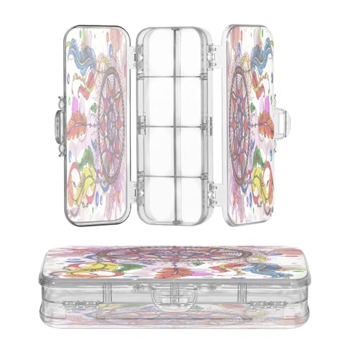 OWFKAY Federmäppchen mit Zubehör, Aquarell-Traumfänger, Kunststoff, transparent, Stiftebox, Organizer, Buntstifte, Aufbewahrungsbox, doppellagiger Stifthalter für die Schule OWFKAY Federmäppchen mit Zubehör, Aquarell-Traumfänger, Kunststoff, transparent, Stiftebox, Organizer, Buntstifte, Aufbewahrungsbox, doppellagiger Stifthalter für die Schule von OWFKAY