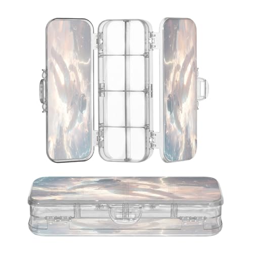 OWFKAY Federmäppchen mit Zubehör, Astronaut, Lightning, Kunststoff, transparent, Stiftebox, Organizer, Buntstifte, Aufbewahrungsbox, doppellagiger Stifthalter für die Schule OWFKAY Federmäppchen mit Zubehör, Astronaut, Lightning, Kunststoff, transparent, Stiftebox, Organizer, Buntstifte, Aufbewahrungsbox, doppellagiger Stifthalter für die Schule von OWFKAY