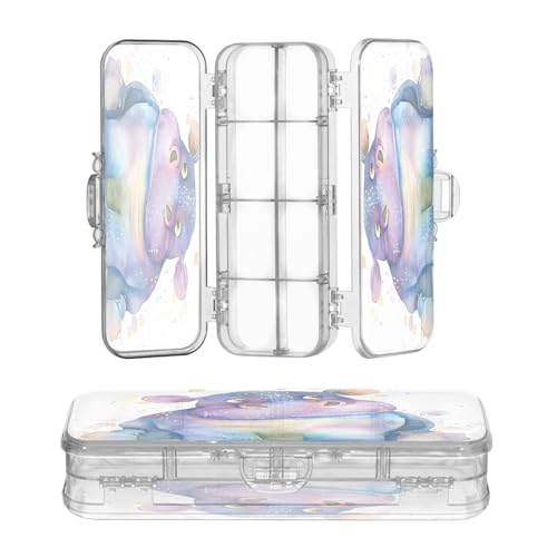 OWFKAY Federmäppchen mit Zubehör, Clolrful Nilpferd, Kunststoff, transparent, Stiftebox, Organizer, Buntstifte, Aufbewahrungsbox, doppellagiger Stifthalter für die Schule OWFKAY Federmäppchen mit Zubehör, Clolrful Nilpferd, Kunststoff, transparent, Stiftebox, Organizer, Buntstifte, Aufbewahrungsbox, doppellagiger Stifthalter für die Schule von OWFKAY