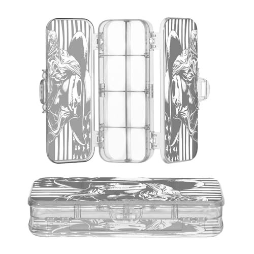 OWFKAY Federmäppchen mit Zubehör, Cowgirl-Schädel, Kunststoff, transparent, Stiftebox, Organizer, Buntstifte, Aufbewahrungsbox, doppellagiger Stifthalter für die Schule von OWFKAY