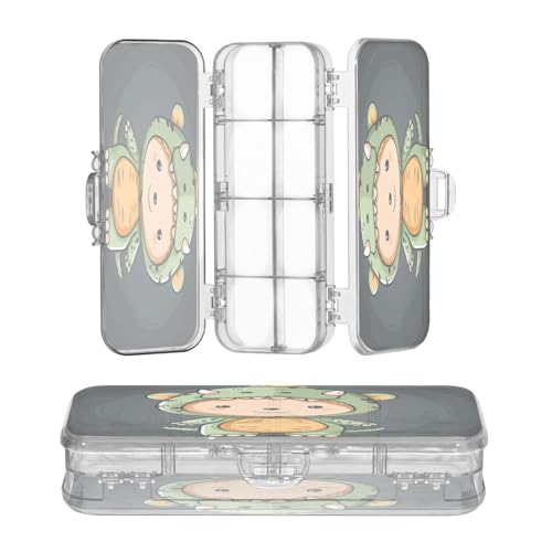 OWFKAY Federmäppchen mit Zubehör, Dinosaurier-Junge, Kunststoff, transparent, Stiftebox, Organizer, Buntstifte, Aufbewahrungsbox, doppellagiger Stifthalter für die Schule von OWFKAY