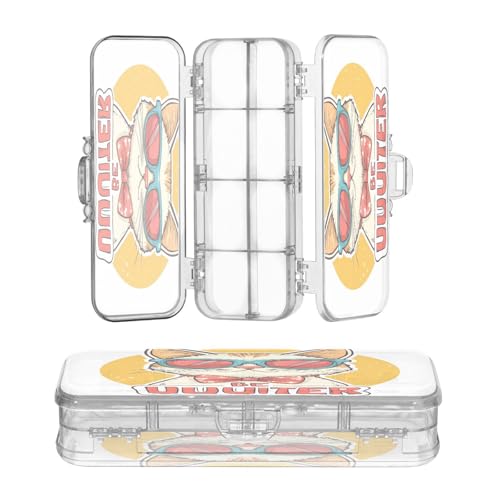 OWFKAY Federmäppchen mit Zubehör, Kätzchen, gelber Hintergrund, Kunststoff, transparent, Stiftebox, Organizer, Buntstifte, Aufbewahrungsbox, doppellagiger Stifthalter für die Schule von OWFKAY