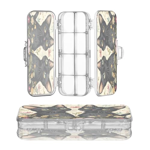 OWFKAY Federmäppchen mit Zubehör, Katzen, Garten, Kunststoff, transparent, Stiftebox, Organizer, Buntstifte, Aufbewahrungsbox, doppellagiger Stifthalter für die Schule von OWFKAY