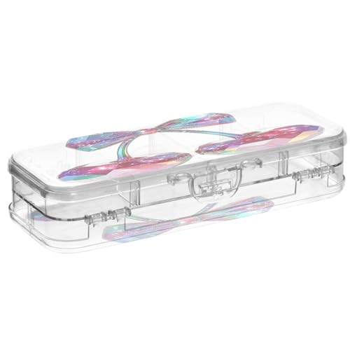 OWFKAY Federmäppchen mit Zubehör, Laser-Kirsche, Kunststoff, transparent, Stiftebox, Organizer, Buntstifte, Aufbewahrungsbox, doppellagiger Stifthalter für die Schule von OWFKAY